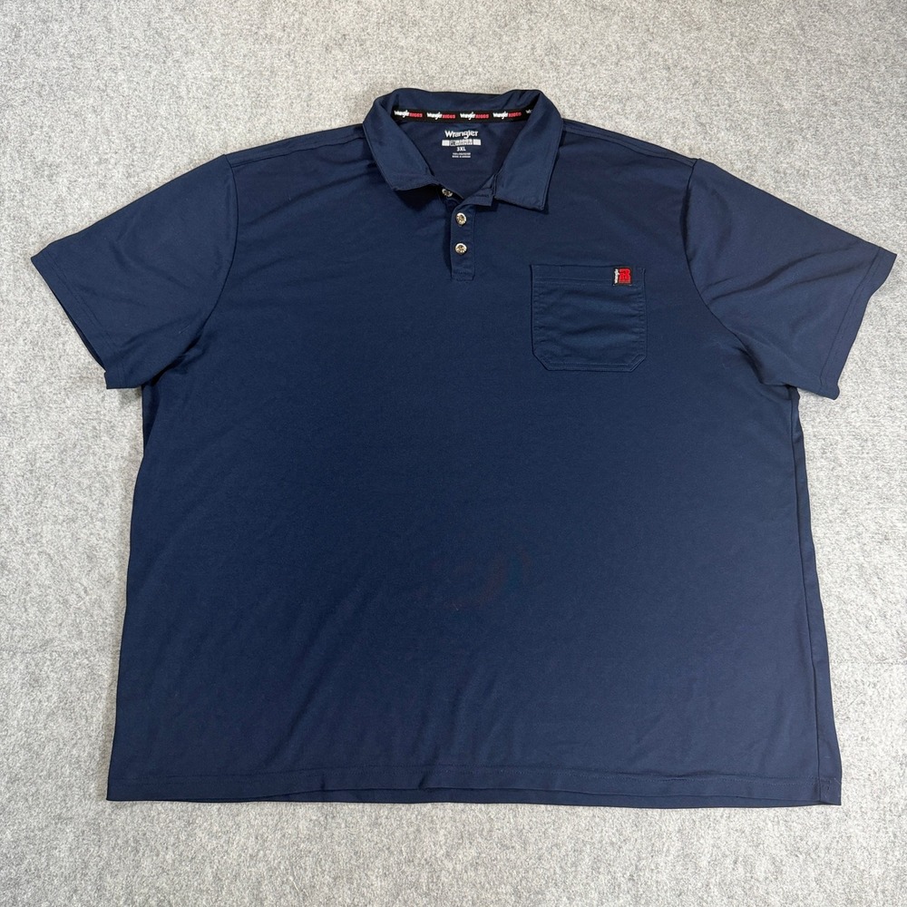 Wrangler Mens Riggs Workwear Polo Shirt 3XL Navy Blue Performance Pocket Tee